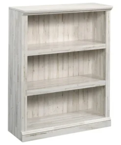 Sauder Misc Storage Contemporary 3-Shelf Wood Bookcase In White Plank
