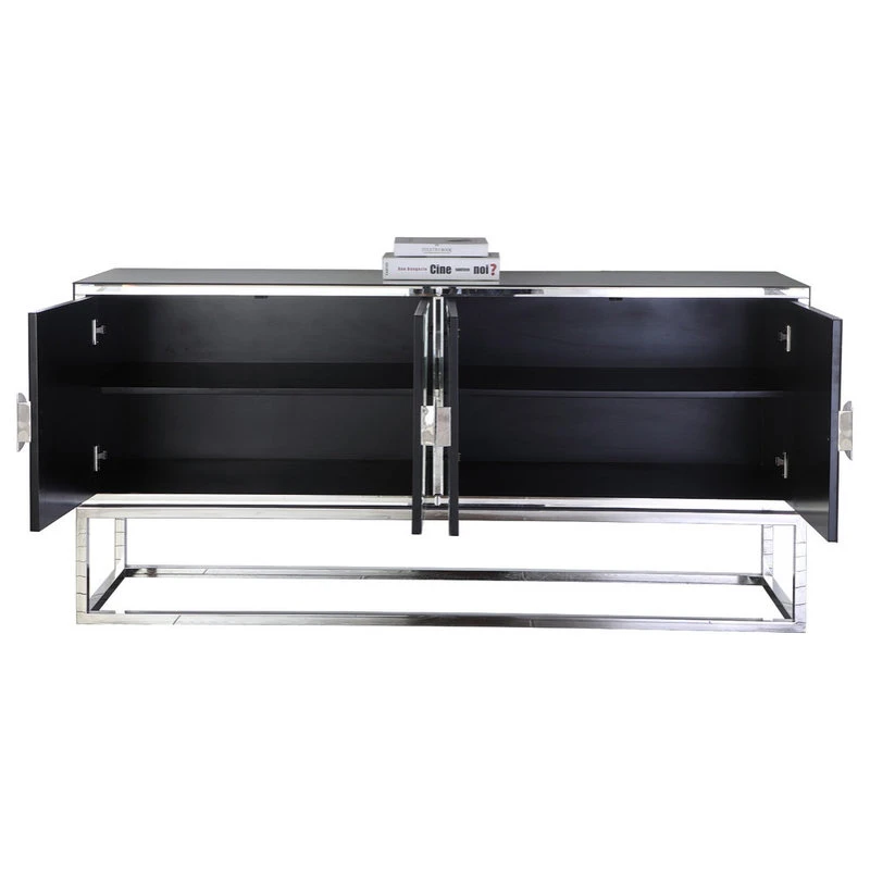Meridian Furniture Marbella Sideboard/Buffet, Chrome Base/Handles 2 Meridian Furniture Marbella Sideboard/Buffet, Chrome Base/Handles - Image 2