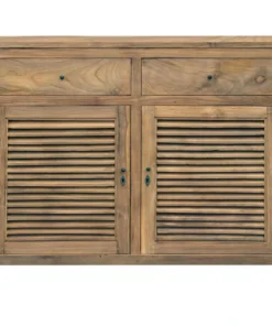 Chic Teak Inc. Recycled Teak Wood Louvre Cabinet With 2 Doors And 2 Drawers