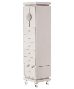 Michael Amini Glimmering Heights Upholstered Swivel Lingerie Chest - Ivory
