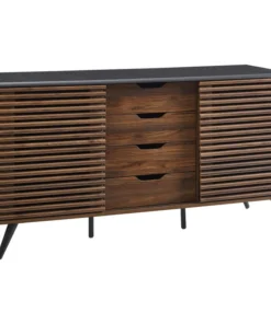 Walker Edison 59" Havana Sliding Slat Door 4 Drawer Sideboard, Ebony/Dark Walnut -Palace-shop 7f61c74e0f6e1c64 5861 w800 h800 b1 p0