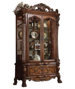 Acme Furniture ACME Dresden Curio Cabinet, Cherry Oak