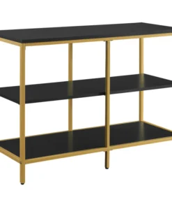 Office Star Products Modern Life Double 3-Shelf Bookcase/Credenza, Black