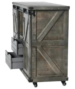 StyleCraft Presley 2 Door, 2 Drawer And Open Center Cabinet, Driftwood Grey