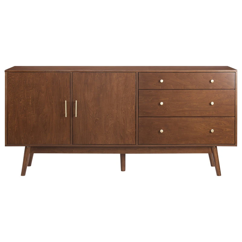 Walker Edison 70" Mid Century Modern 3 Drawer, 2 Door Sideboard, Walnut 3 Walker Edison 70" Mid Century Modern 3 Drawer, 2 Door Sideboard, Walnut - Image 3
