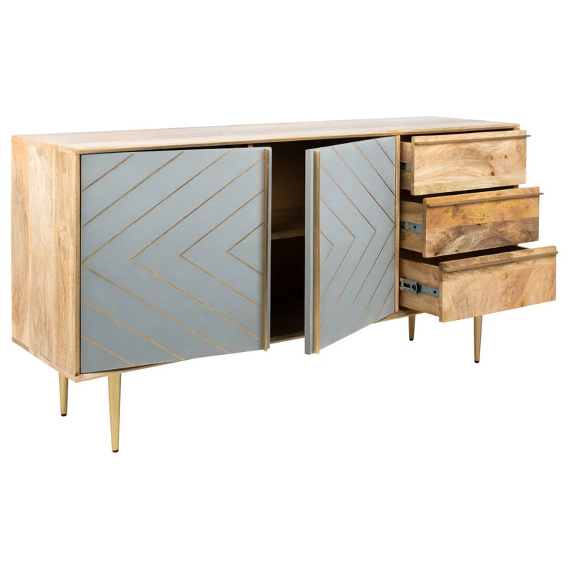 Safavieh Titan Inlayed Cement Sideboard, Natural/Brass 2 Safavieh Titan Inlayed Cement Sideboard, Natural/Brass - Image 2
