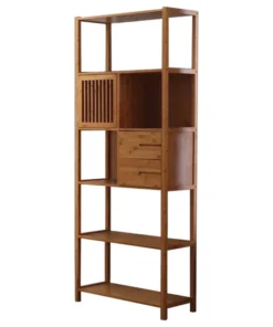 Boraam Industries, Inc. Selma Bamboo Bookcase, Left Facing Spindle Cabinet, Natural