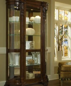 Lighted Curved Front 4 Shelf Curio Cabinet In Maple Brown By Pulaski Furniture -Palace-shop 81e1bd3a03f7f17a 3827 w800 h800 b0 p0