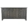 Moti Carmenita 4 Door Sideboard, Gray Finish With Nickle Knob