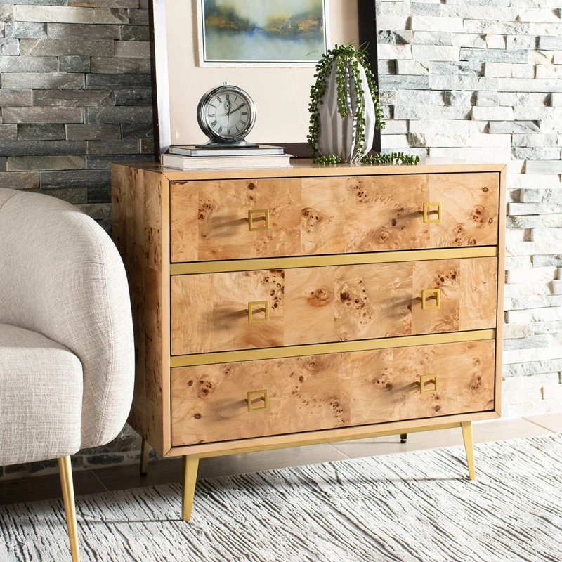 Safavieh Katia 3-Drawer Chest, Natural, Gold 2 Safavieh Katia 3-Drawer Chest, Natural, Gold - Image 2