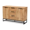 Wholesale Interiors Reid Modern Industrial Oak Wood And Black Metal 3-Drawer Sideboard Buffet