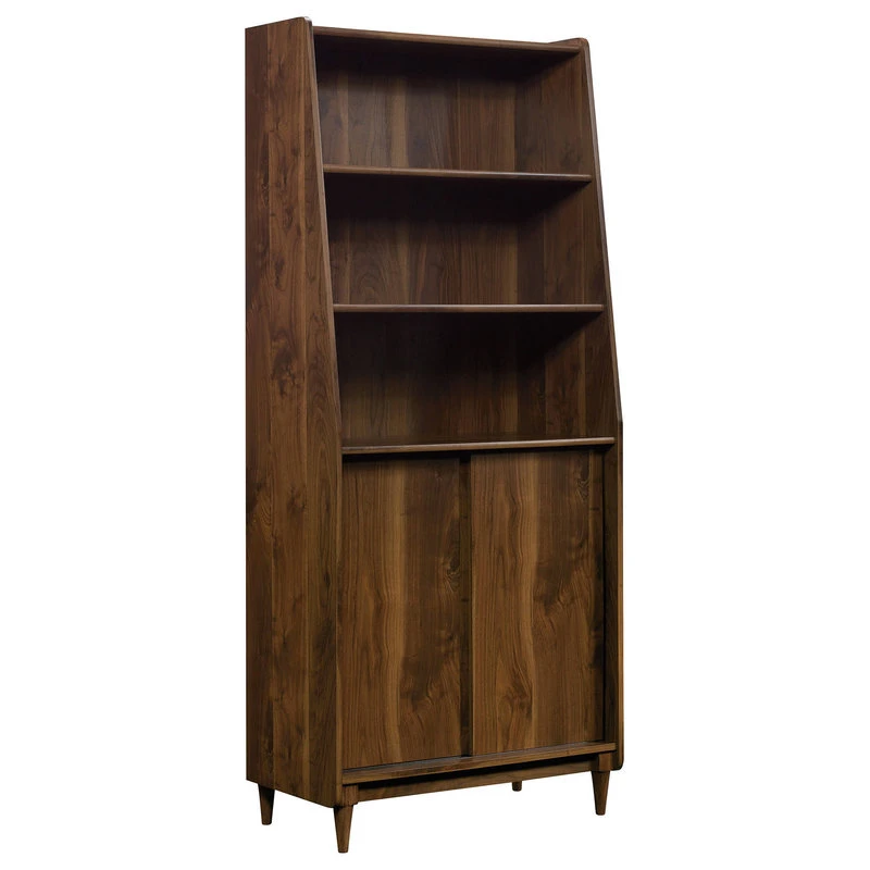Sauder Harvey Park Engineered Wood Wide Bookcase In Grand Walnut 1 Sauder Harvey Park Engineered Wood Wide Bookcase In Grand Walnut