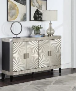 Coast To Coast Imports, LLC Coast To Coast Four Door Credenza With Rockwell Silver And Black Finish 60266 -Palace-shop 859110920261d32d 2046 w800 h800 b0 p0