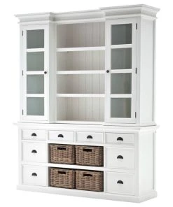 NovaSolo Furniture NovaSolo Provence Storage Cabinet With Hutch In Pure White