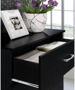 Hodedah Import Inc. 3-Drawer Chest, Black -Palace-shop 87e1c0170b28283c 8377 w800 h800 b0 p0