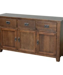 Crafters And Weavers Mission Solid Oak 3 Drawer 3 Door Sideboard - Walnut (AW)