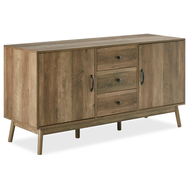 Belleze Sideboard Buffet TV Stand Storage Entertainment Center, Rustic Oak, 57" 1 Belleze Sideboard Buffet TV Stand Storage Entertainment Center, Rustic Oak, 57"