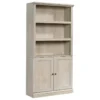 Sauder Misc Storage 3-Shelf 2-Door Tall Wood Bookcase In Chalked Chestnut