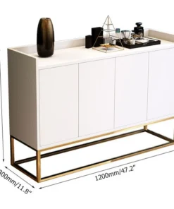 HOMARY 48" White Buffet Sideboard Kitchen Sideboard Cabinet With 4 Doors, Gold -Palace-shop 8cc1fd8c00ed692b 1141 w800 h800 b1 p0
