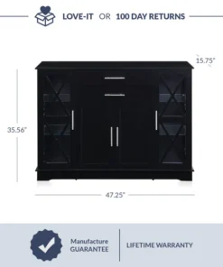 Belleze Ryland 47" Wood Storage Sideboard Buffet Cabinet Console Table, Black 11 Belleze Ryland 47" Wood Storage Sideboard Buffet Cabinet Console Table, Black -Palace-shop 8d31f99702c2ad67 3636 w800 h800 b0 p0