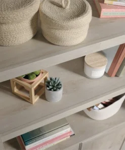 Sauder Misc Storage 3-Shelf 2-Door Tall Wood Bookcase In Chalked Chestnut -Palace-shop 8d919cb10e67e874 2596 w800 h800 b0 p0