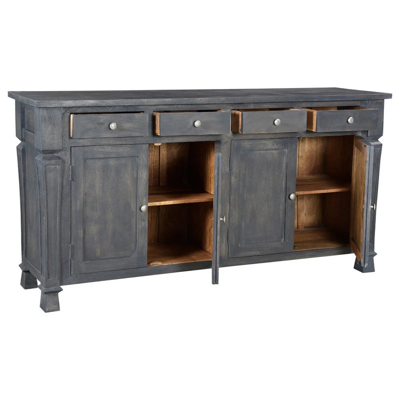 Moti Carmenita 4 Door Sideboard, Gray Finish With Nickle Knob 2 Moti Carmenita 4 Door Sideboard, Gray Finish With Nickle Knob - Image 2