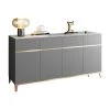HOMARY Faux Marble Sideboard Buffet Cabinet Storage 4 Doors & 4 Drawers, Gray