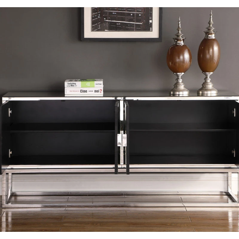 Meridian Furniture Marbella Sideboard/Buffet, Chrome Base/Handles 4 Meridian Furniture Marbella Sideboard/Buffet, Chrome Base/Handles - Image 4