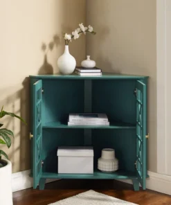 Walker Edison Gwen Fretwork Corner Accent Cabinet - Dark Teal -Palace-shop 91e1d6680062c0d1 7551 w800 h800 b0 p0