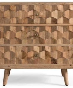 GDFStudio Poppy Mid-Century Modern Handcrafted Mango Wood 3 Drawer Chest