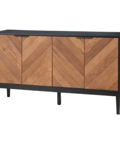 Karat Home 55" Wide 4 Door Sideboard, Black