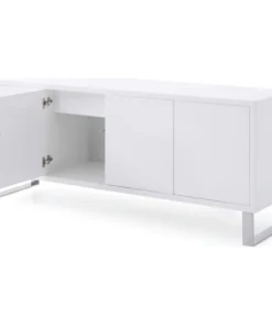 Zuri Furniture 70.6" Modern Neve Buffet White Lacquer Polished Stainless Steel Legs -Palace-shop 94c160550e332f31 8169 w800 h800 b1 p0