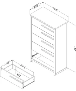 South Shore Furniture South Shore Tao 5-Drawer Chest, Gray Oak -Palace-shop 94f10cfa09963132 8248 w800 h800 b1 p0