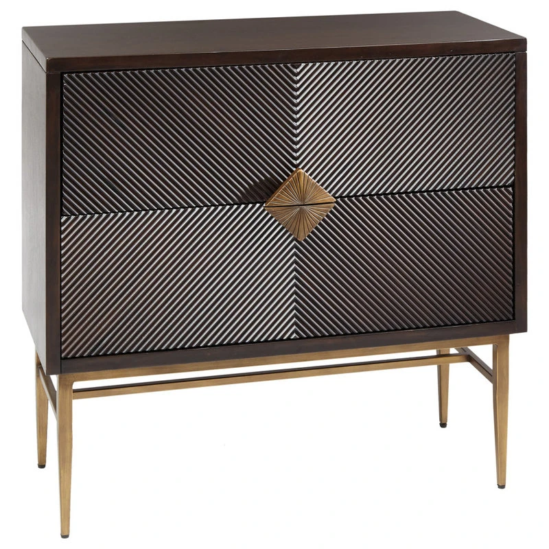 Olliix Madison Park Isabel Hand-Carved 2-Drawer Modern Midcentury Chest, Brown 5 Olliix Madison Park Isabel Hand-Carved 2-Drawer Modern Midcentury Chest, Brown - Image 5