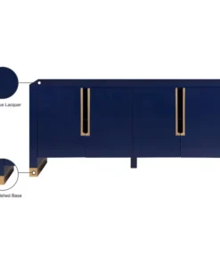 Meridian Furniture Florence Lacquer Sideboard/Buffet With Gold Finish, Navy -Palace-shop 97116c9c02740c85 6414 w800 h800 b1 p0