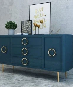 HOMARY Navy Blue Sideboard Cabinet Gold Credenza Drawers And 2 Doors 47.2'' -Palace-shop 9821deb600f6a803 9874 w800 h800 b0 p0