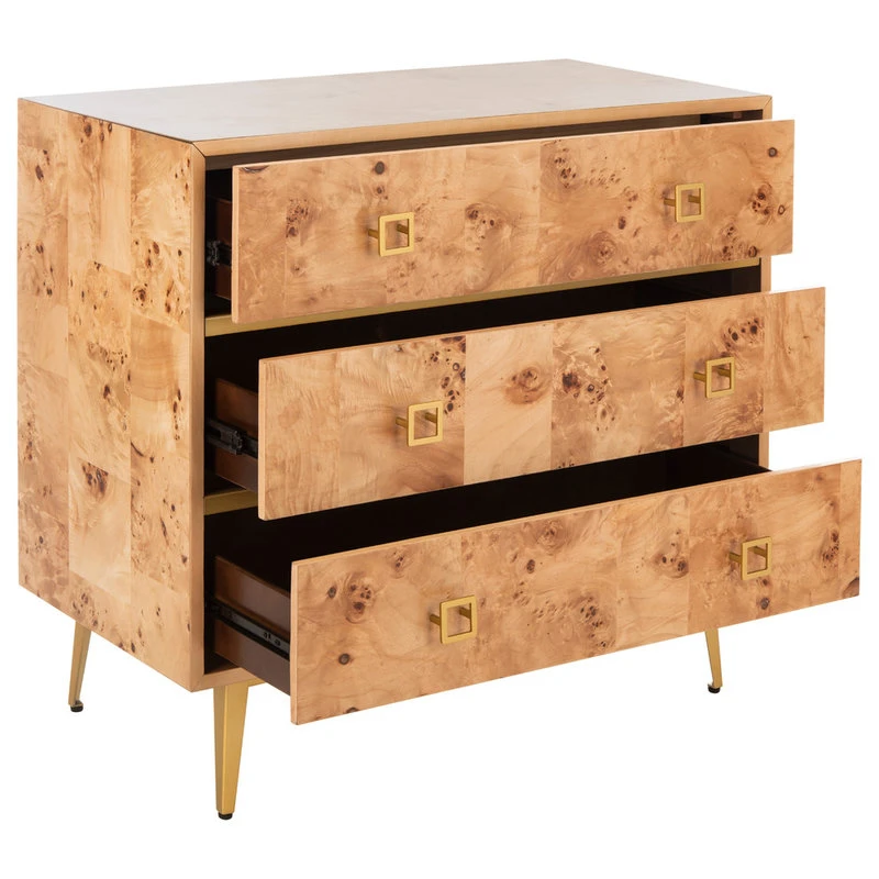 Safavieh Katia 3-Drawer Chest, Natural, Gold 4 Safavieh Katia 3-Drawer Chest, Natural, Gold - Image 4
