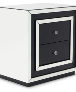 Zuri Furniture Modern Malibu Side Table Clear Smoked Black Mirrored Finish 2 Drawers -Palace-shop 9a11c8e706a6d141 8163 w800 h800 b1 p0
