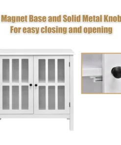 Costway Storage Buffet Cabinet Glass Door Sideboard Console Table Display White -Palace-shop 9a3168d90e573346 5276 w800 h800 b1 p0