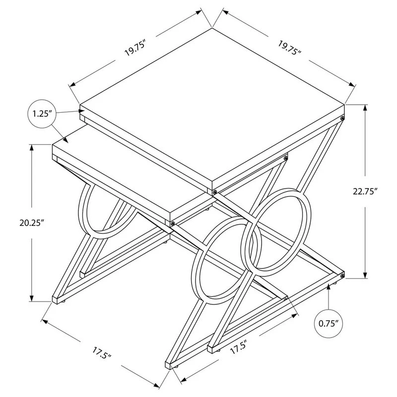 Monarch Specialties Nesting Table, Set Of 2, Side, End, Accent, Bedroom, Metal, Glossy White 4 Monarch Specialties Nesting Table, Set Of 2, Side, End, Accent, Bedroom, Metal, Glossy White - Image 4