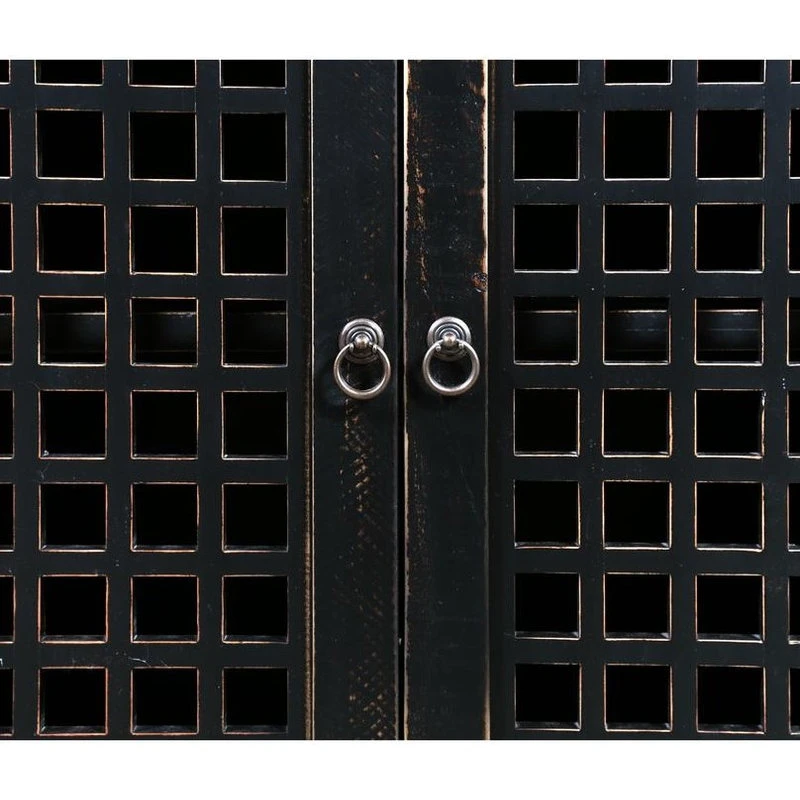 Crafters And Weavers Asbury Solid Wood 6 Door Antiqued Black Sideboard 3 Crafters And Weavers Asbury Solid Wood 6 Door Antiqued Black Sideboard - Image 3