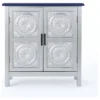GDFStudio GDF Studio Aliana Shabby Painted Accent Cabinet, Silver/Navy Blue