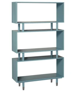 The Mezzanine Shoppe Margo Bookshelf, Antique Blue With Silver Finish Bracket