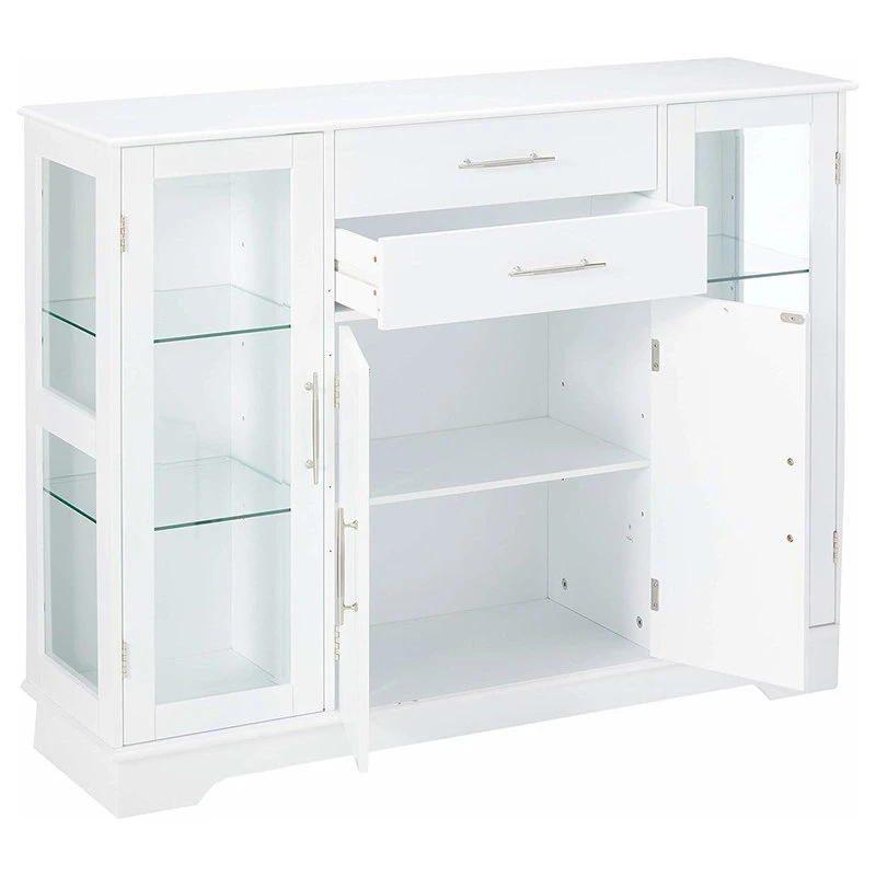 Pilaster Designs Elias Kitchen Storage Sideboard Buffet Cabinet With Glass Doors, Drawers 4 Pilaster Designs Elias Kitchen Storage Sideboard Buffet Cabinet With Glass Doors, Drawers - Image 4