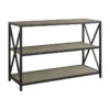 Walkeredison 40" X-Frame Metal And Wood Media Bookshelf, Driftwood