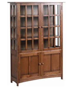 Crafters And Weavers Arts And Crafts Mission Solid Oak China Cabinet