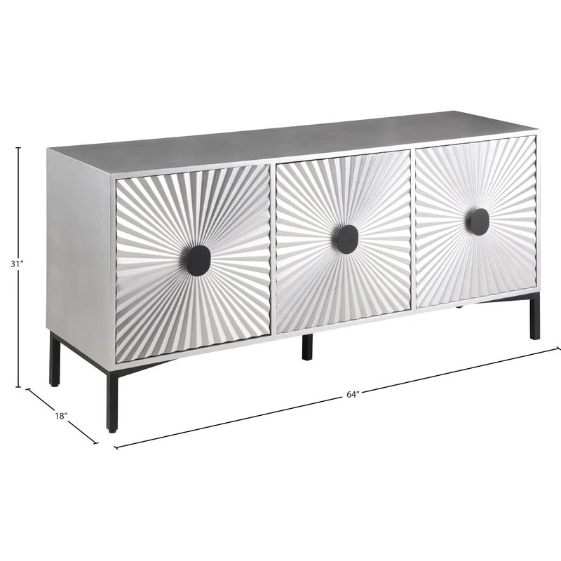 Meridian Furniture Glitz Antique Silver, Matte Black Sideboard/Buffet 9 Meridian Furniture Glitz Antique Silver, Matte Black Sideboard/Buffet - Image 9