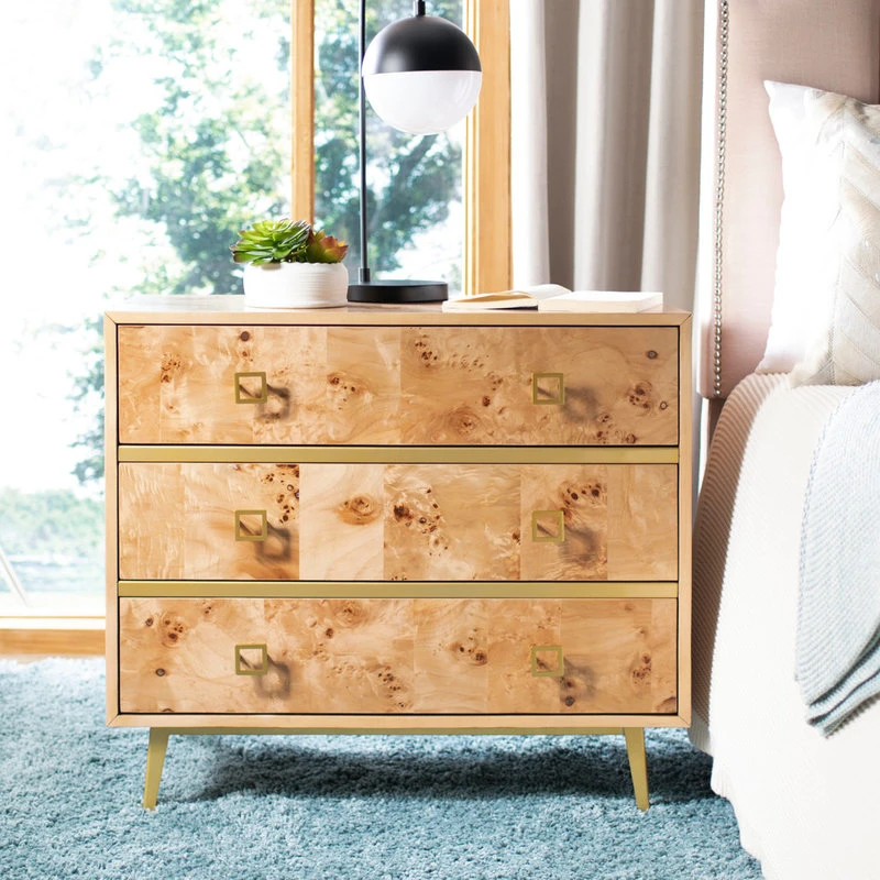 Safavieh Katia 3-Drawer Chest, Natural, Gold 3 Safavieh Katia 3-Drawer Chest, Natural, Gold - Image 3