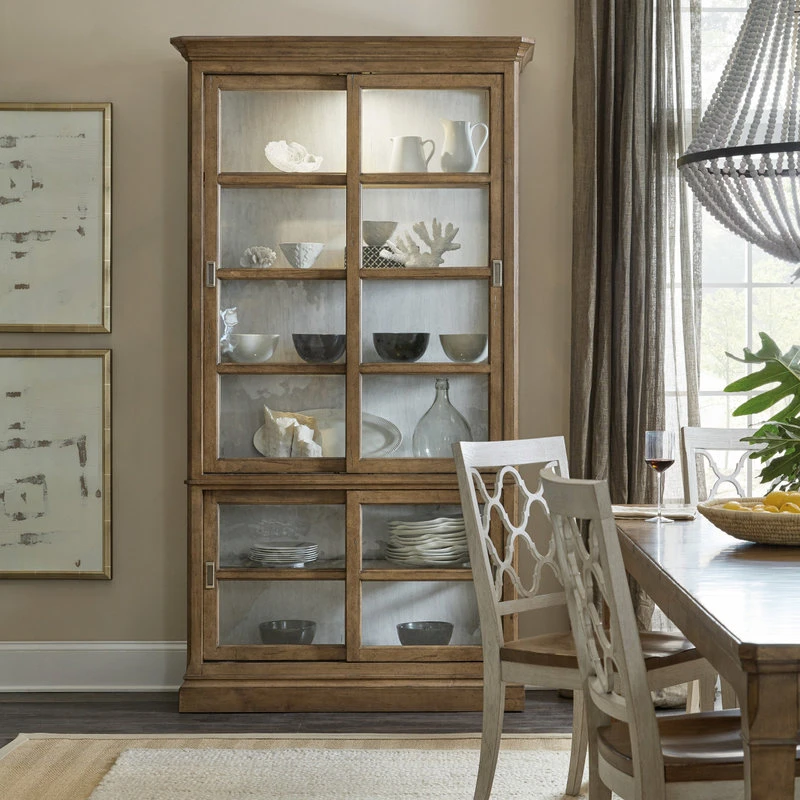 Hooker Furniture Montebello Sliding Door Display Cabinet, Carob Brown 3 Hooker Furniture Montebello Sliding Door Display Cabinet, Carob Brown - Image 3