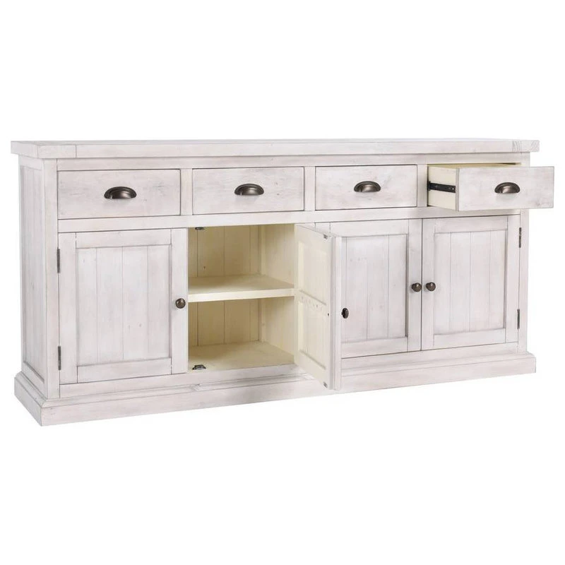 Kosas Home Quincy 4-Drawer 4-Door Solid Pine Wood Sideboard In Nordic Ivory 4 Kosas Home Quincy 4-Drawer 4-Door Solid Pine Wood Sideboard In Nordic Ivory - Image 4